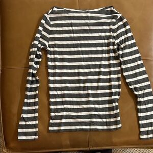 GAP Gray and White Striped Tee